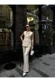 Square Collar Stone Buttoned Vest Trousers Double Breasted Set - 2