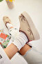 Ifsugg premium women's suede beige patterned furry mini half boots - 3