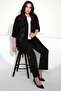Tren42Plus Large Size Epaulettes Stone Printed Black Double Suit - 6
