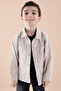 Cream Jean Jacket Text Printed Boys' Trousers 3 Piece Suit 20311 - 2
