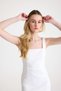 White Square Neck Straight Slim Fit Slit Wedding Dress Promise Dress Engagement Dress - 6