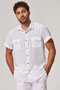 Short Sleeve Double Pocket Slub Men's Shirt