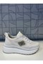 Alv 845 Women's White Glittery Shiny Detail Stoned Lace-Up Wedge High-Top Sneaker Sports Shoes - 3
