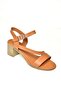 P 555452803   Tan Genuine Leather Thick Heeled Women's Sandals - 6