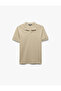 Cotton Short Sleeve Pique Fabric Polo Neck Slim Fit T-Shirt