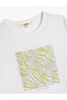 Crew Neck Short Sleeve Printed Silvery Printed T-Shirt - 3
