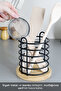 Bamboo Base Metal Spoon Holder - Countertop Upright Spoon Holder Kitchen Organizer Decorative Organizer - 3