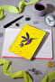 Hummingbird دفتر ملاحظات ذو مربعات حلزونية صفراء نيون