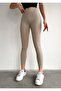 Women's Beige Ribbed High Waist Tights - 3