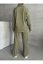 Women's Khaki Textured Rustic Bottom Top Shirt Set - 6