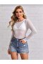 Women's Crew Neck Lycra Style Long Sleeve Tulle Blouse
