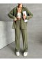 Women's Khaki Textured Rustic Bottom Top Shirt Set - 2