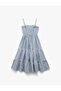 Layered Lace Detailed Strappy Striped Midi Dress - 6