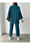Women's Petrol Green Kimono Trousers Knitted Set - 5