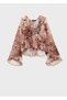Flounced Tie Detailed Patterned Blouse - 3