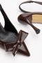Rissoli Women's Bitter Brown Patent Leather Bow Open Back Casual Casual Evening Dress Stiletto Heels - 7