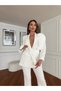 Women's Special Design, Bright Texture Fabric, Elegant Neckline, Floral Detail, Belt Jacket and Pants Suit