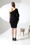 Black One Shoulder Cutout Sleeves Black Scuba Crepe Dress - 9