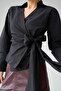 Black Plain Shirt with Side Tie - 2