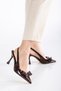 Rissoli Women's Bitter Brown Patent Leather Bow Open Back Casual Casual Evening Dress Stiletto Heels - 5