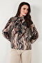 Patterned Tie-Detail V-Neck Chiffon Shirt SHIRT 611GO0192 - 6