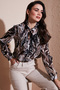 Patterned Tie-Detail V-Neck Chiffon Shirt SHIRT 611GO0192 - 2