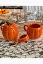 Set of 2 Pumpkin Design Ceramic Mugs with Lids, Pumpkin Series Ceramic Mugs 225 ml
