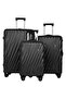 Swirl Series 3 Pcs ABS Luggage Trolley Set -Black