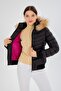 Women's Short Removable Natural Fur Hooded Padded Water Repellent down Jackets 8637 - 8