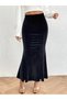 Women's Velvet Fish Gathering Skirt Maxi Length Skirt