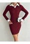 Women's Shirt Collar Detail through the Body Flexible Mini Dress - 4