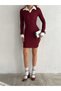 Women's Shirt Collar Detail through the Body Flexible Mini Dress