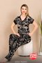 Lady Black Floral Print Pajamas Button New Season Short Sleeve Sleepwear Set 12499 - 3