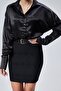 Black Satin Casual Cut Shirt - 5
