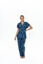Women's Navy Blue Pajama Set - 20084
