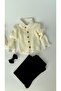 Hair Knitted Cardigan Baby Boy Set Ecru - 2