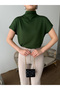 Women's Khaki Stem Neck Viscose Elasthan Fabric Off-Shoulder Blouse - 5