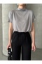 Women's Gray Victory Neck Viscose Elasthan Fabric Off-Shoulder Blouse - 5