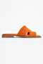 Kalven Women's Genuine Leather Slippers Orange Suede - 5