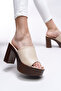 Jislantha Women's Heeled Slippers 0012763 Beige - 4