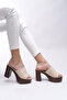 Jislantha Women's Heeled Slippers 0012763 Beige - 5