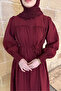 Burgundy Francois Lined Dress with Belt - 4