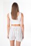 Women's Linen Shorts - Stripe Pattern and Belt Detail 250029 - 5
