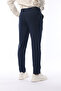 Men's Straight Cut Fabric Trousers Flexible Lycra Ankle Length Navy Blue - Skinny & Normal Waist - 6