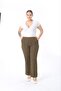 Women's Plus Size Khaki Waist Full Rubber Pocket Fabric Pants 65N38733 - 4