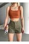 Women's Tile Square Neck Zero Sleeve Viscose Camisole Crop - 4