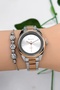 Steel Cord Steel Case Women Wrist Watch, 3 Atm Waterproof Silver-Rose-Silver Zmfer177 - 2