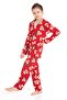 Female Child Red Teddy Bear Print Button Pajamas Set - 3