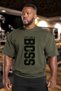 Men's Lift Like Printed Khaki Oversize Crew Neck Cotton Sports T-Shirt