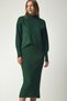 Corded Knitwear Sweater Dress Dark Green Lkg0003 - 2